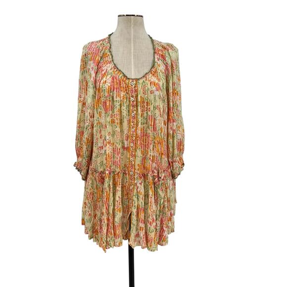 Poupette St Barth Tesorino Mini Dress Floral Print Yellow Marigold One Size - Picture 1 of 15